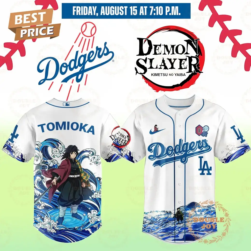 Los Angeles Dodgers x The Movie Demon Slayer Tomioka Baseball Jersey Image