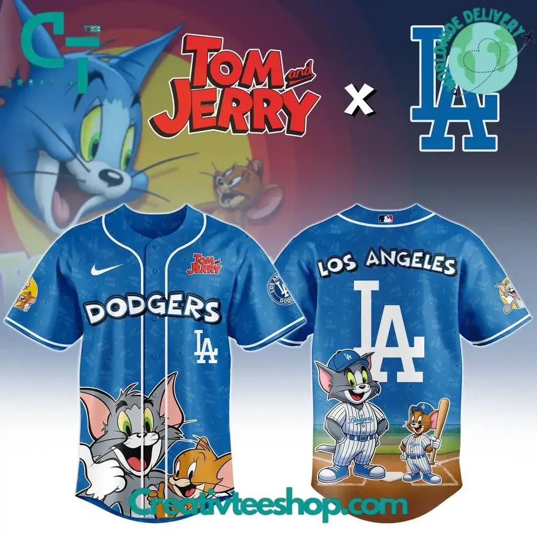 Los Angeles Dodgers X Tom & Jerry Special Edition Baseball Jersey Image