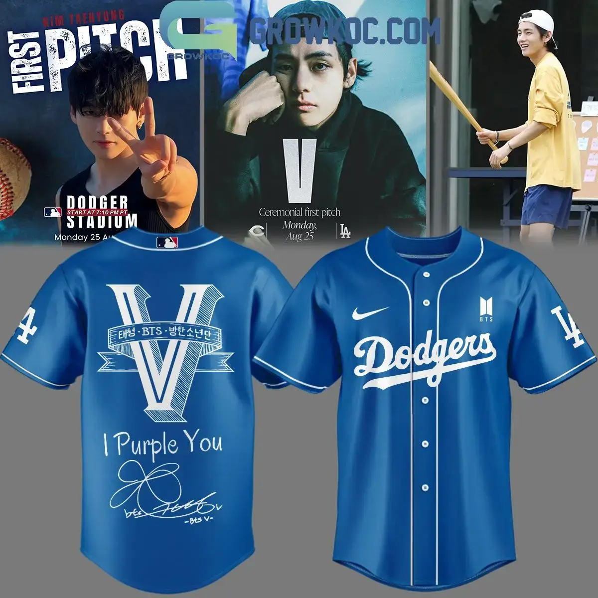 Los Angeles Dodgers x V BTS I Purple You Jersey Image