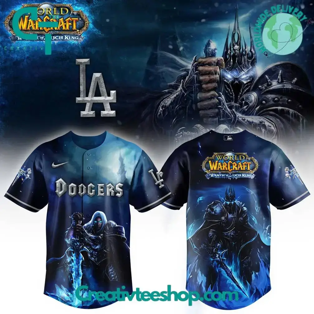 Los Angeles Dodgers X Warcraft Wrath Of The Lich King Baseball Jersey Image