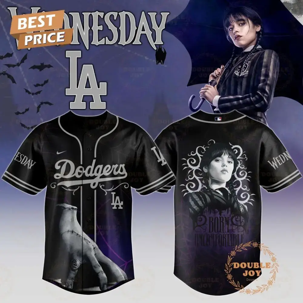 Los Angeles Dodgers X Wednesday Born Uncontrollable Limited Edition Baseball Jersey Image