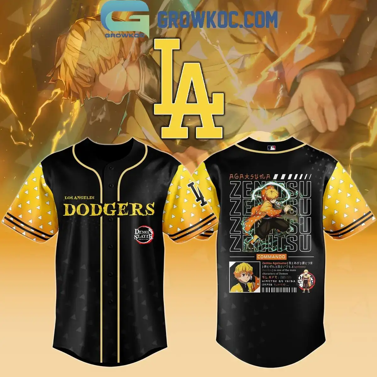 Los Angeles Dodgers x Zenitsu Infinity Castle Jersey Image