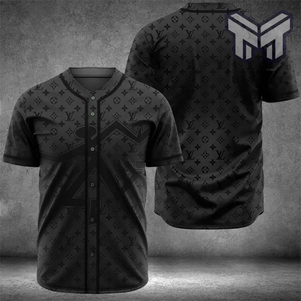 Louis Vuitton Black Baseball Jersey Shirt Lv Luxury Clothing Clothes Sport For Men Women Hot Image