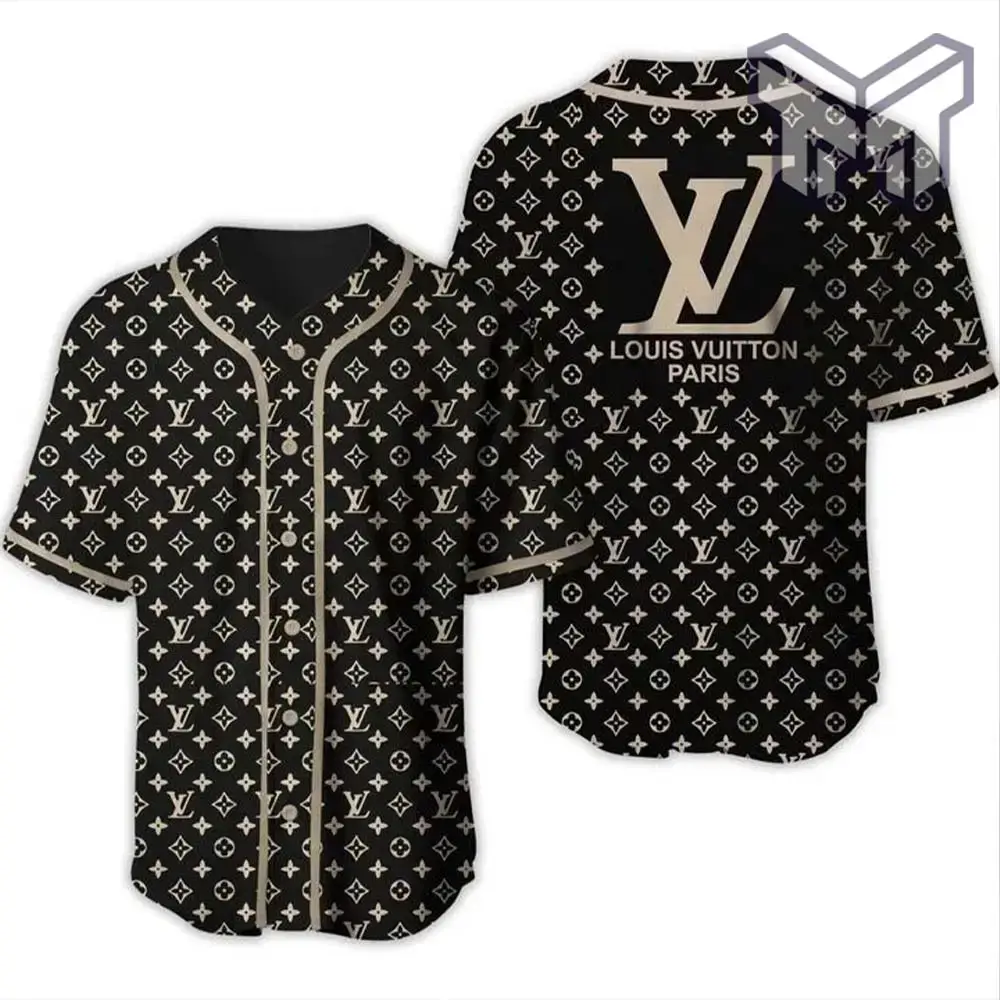 Louis Vuitton Black Baseball Jersey Shirt Lv Luxury Clothing Clothes Sport For Men Women Hot Type01 Image