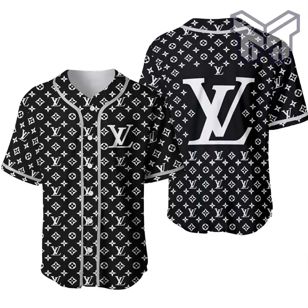 Louis Vuitton Black Baseball Jersey Shirt Lv Luxury Clothing Clothes Sport For Men Women Hot Type02 Image