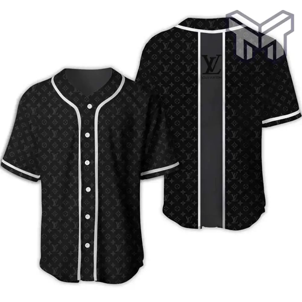 Louis Vuitton Black Baseball Jersey Shirt Lv Luxury Clothing Clothes Sport For Men Women Hot Type03 Image