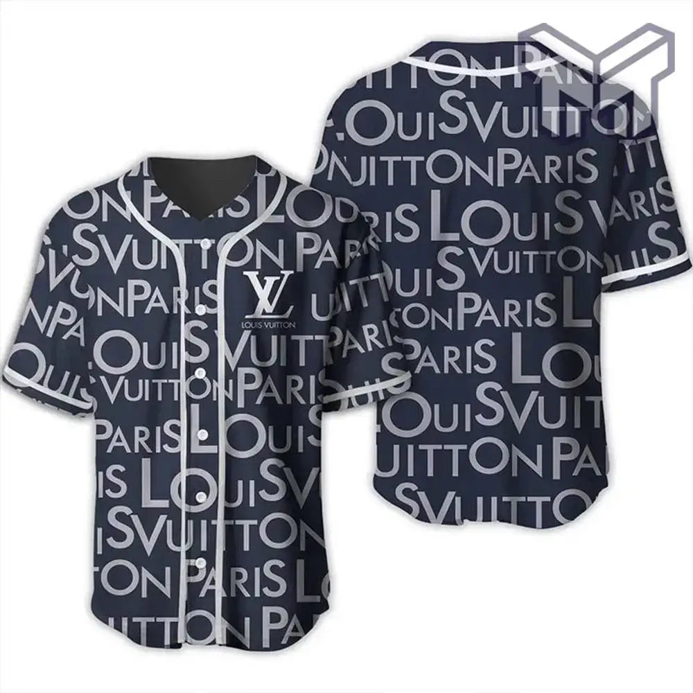 Louis Vuitton Blue Baseball Jersey Shirt Luxury Lv Clothing Clothes Sport For Men Women Hot Image