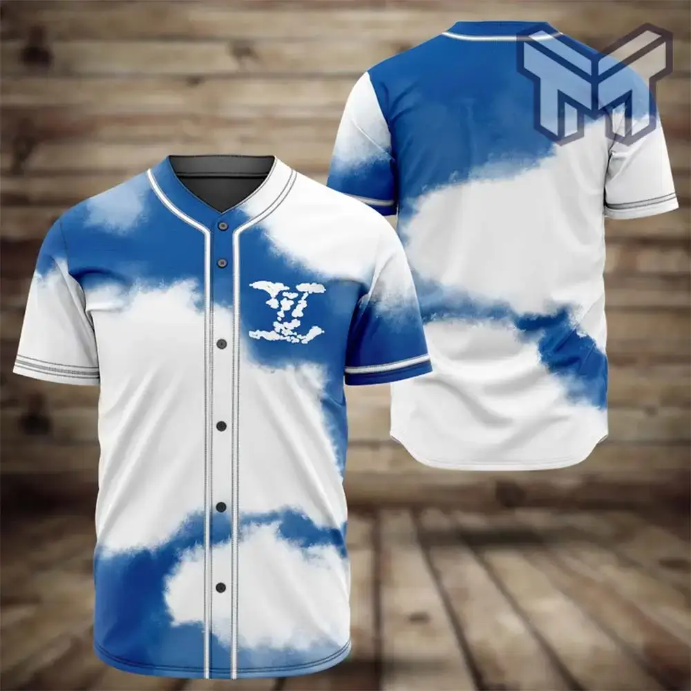 Louis Vuitton Blue Baseball Jersey Shirt Lv Luxury Clothing Clothes Sport For Men Women Hot Image
