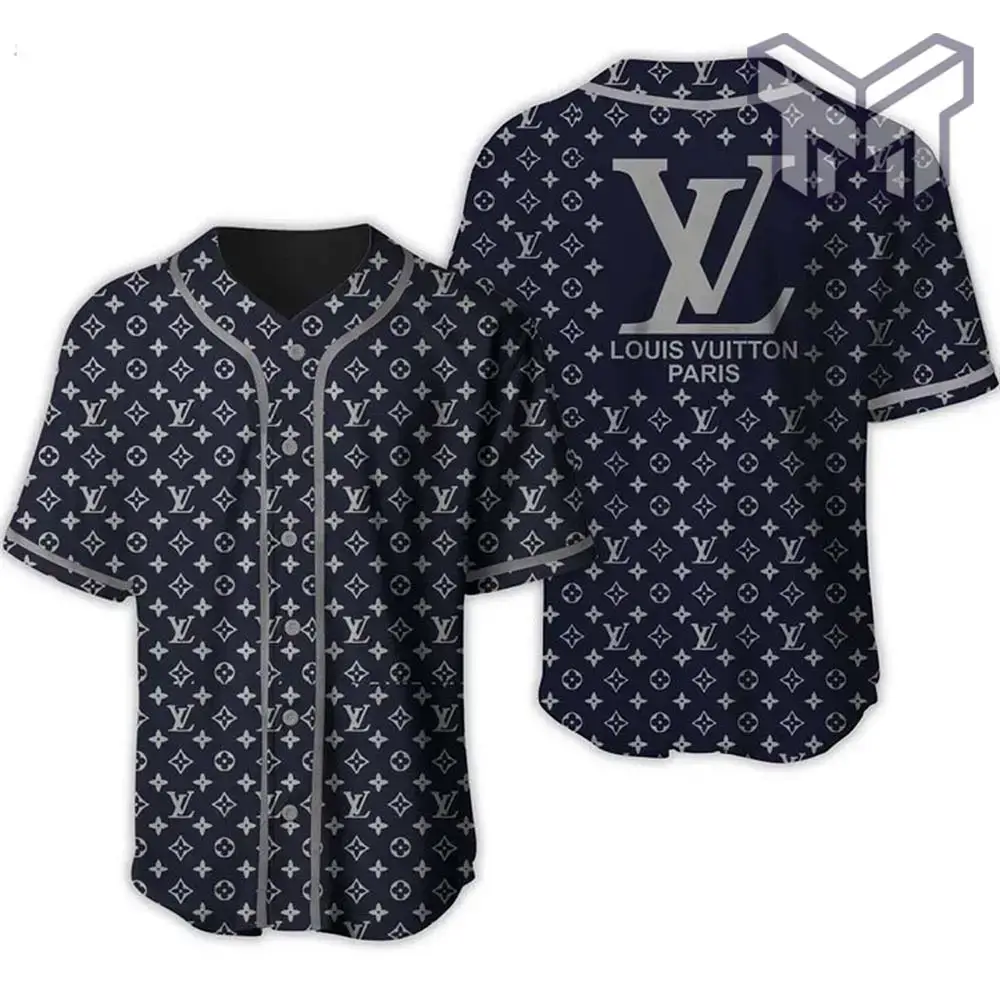 Louis Vuitton Blue Baseball Jersey Shirt Lv Luxury Clothing Clothes Sport For Men Women Hot Type02 Image