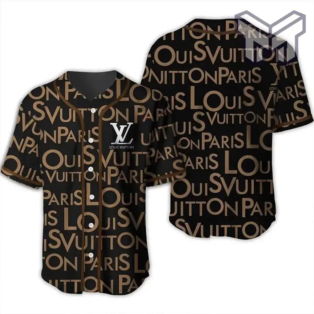 Louis Vuitton Brown Baseball Jersey Shirt Lv Luxury Clothing Clothes Sport For Men Women Hot Type01 Image
