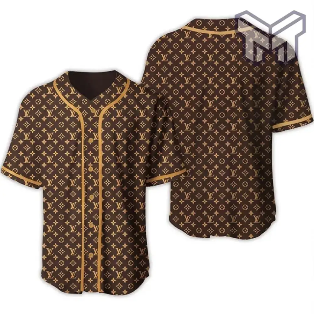 Louis Vuitton Brown Baseball Jersey Shirt Lv Luxury Clothing Clothes Sport For Men Women Hot Type02 Image