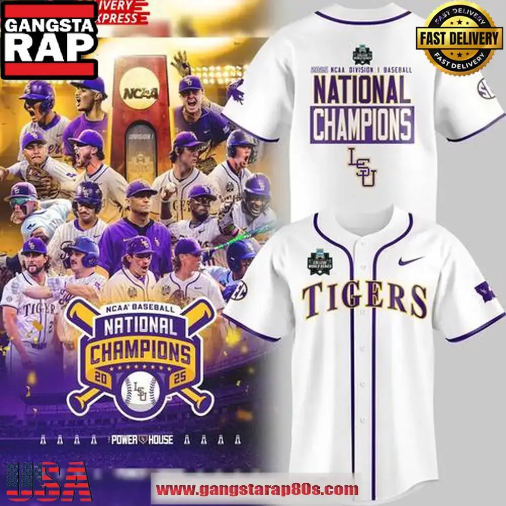 LSU Tigers 2025 National Champions White Edition Baseball Jersey Shirt Image