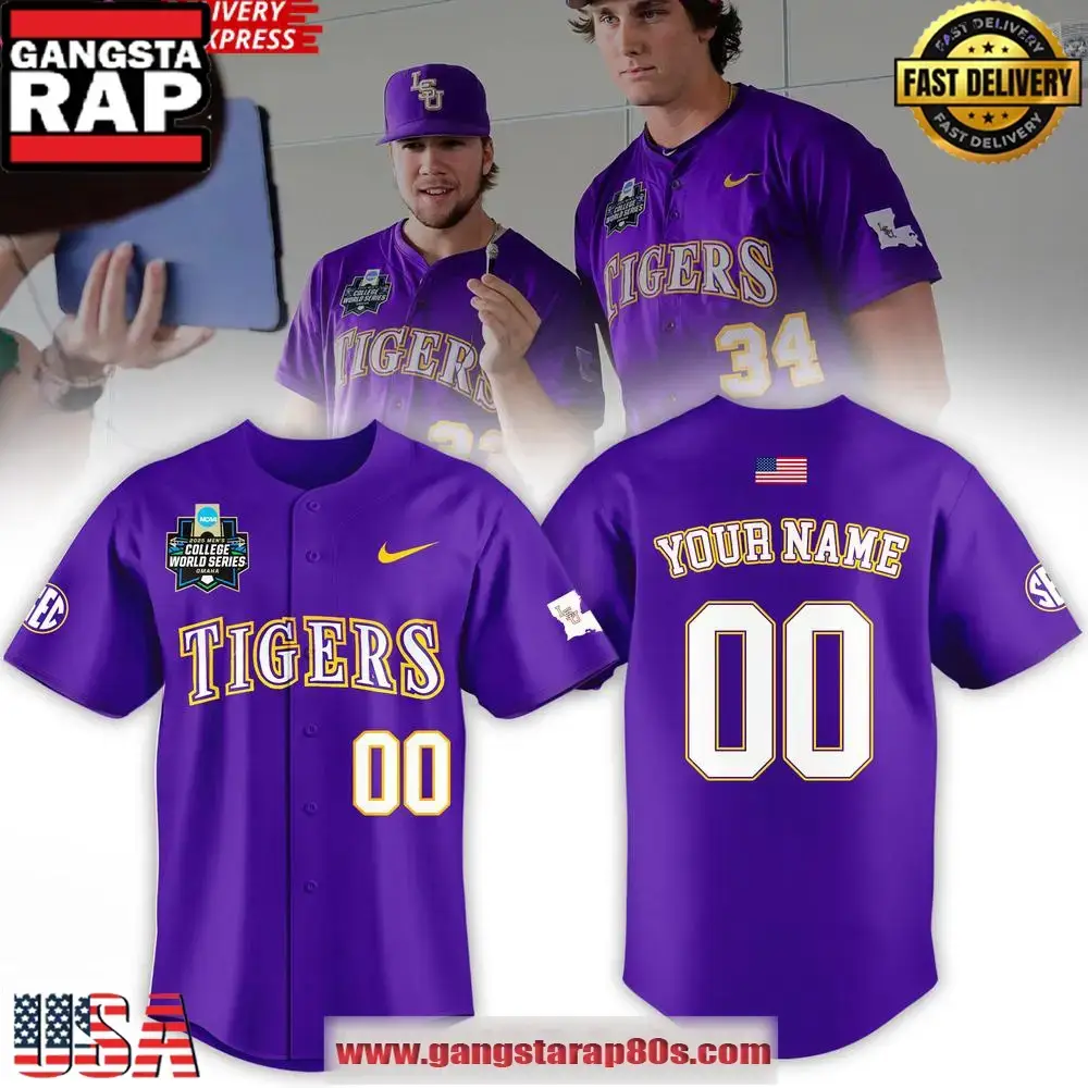 LSU Tigers 2025 NCAA College World Series Special Custom Baseball Jersey Shirt Image