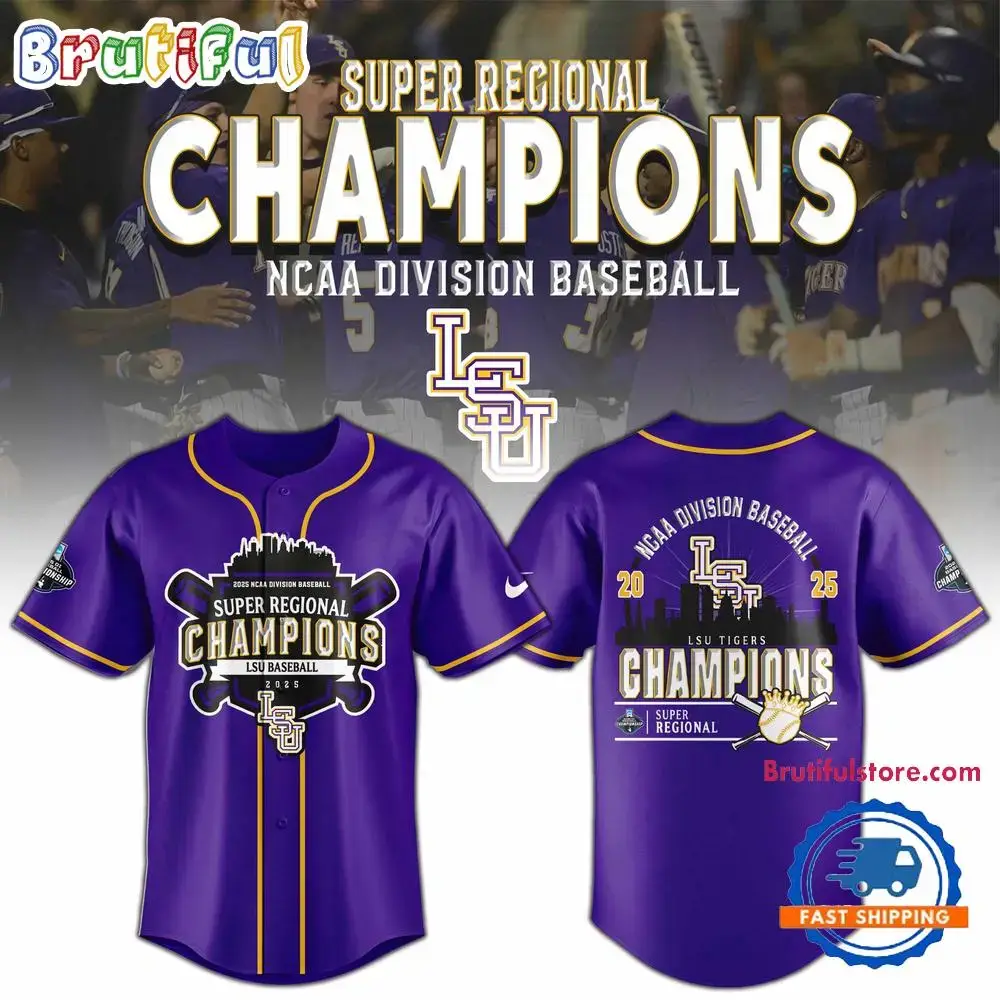 LSU Tigers 2025 NCAA Division Baseball Super Regionals Champions Jersey Shirt Image