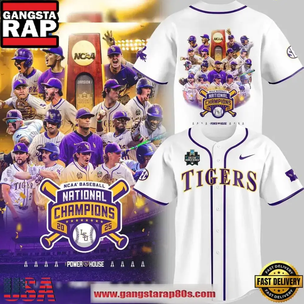 LSU Tigers 2025 NCAA Men's College World Series Champions Baseball Jersey Shirt Image