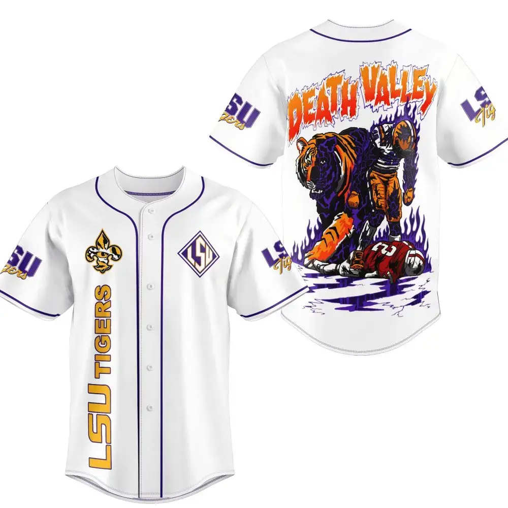 Lsu Tigers Baseball Jersey - Bold 'Death Valley' Graphic - Show Your Team Spirit! Image