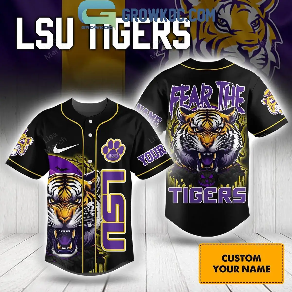 LSU Tigers Football Fear The Tigers 2024 Halloween Personalized Baseball Jersey Image