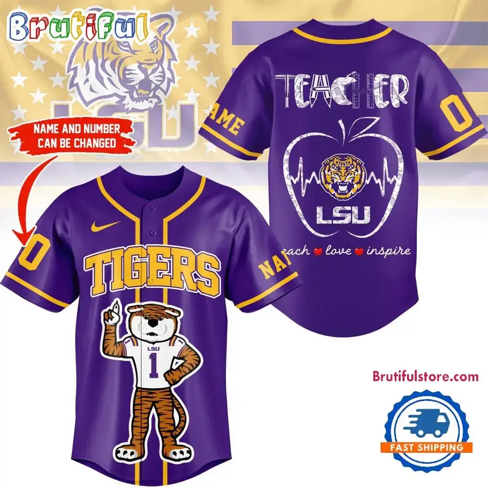 Lsu Tigers Mascot Teacher Appreciation Month Baseball Jersey Image
