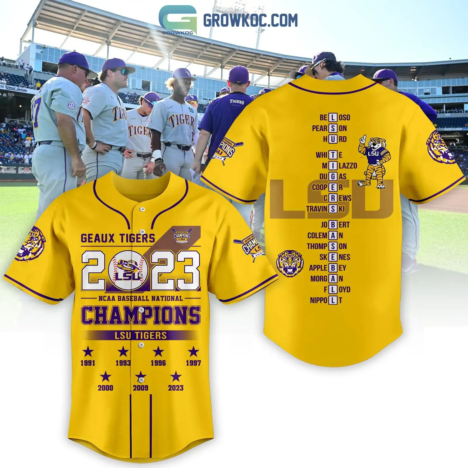 LSU Tigers NCAA Baseball National Champions 2023 Baseball Jersey Image