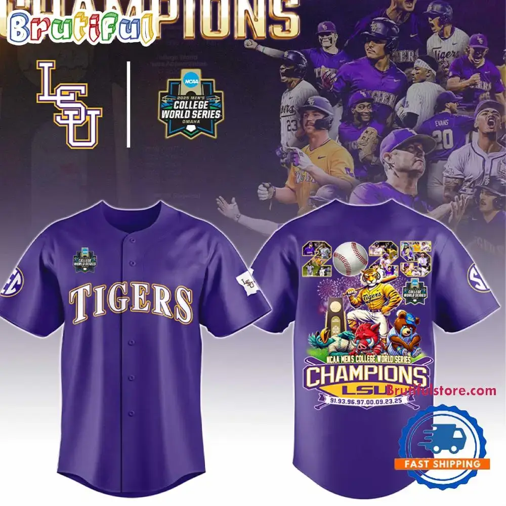 Lsu Tigers Ncaa Men'S College World Series Champions 2025 Mascot Jersey Shirt Image