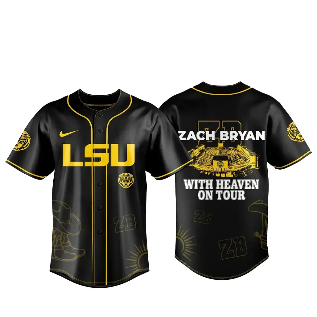 LSU Tigers x Zach Bryan With Heaven On Tour Baseball Jersey Image