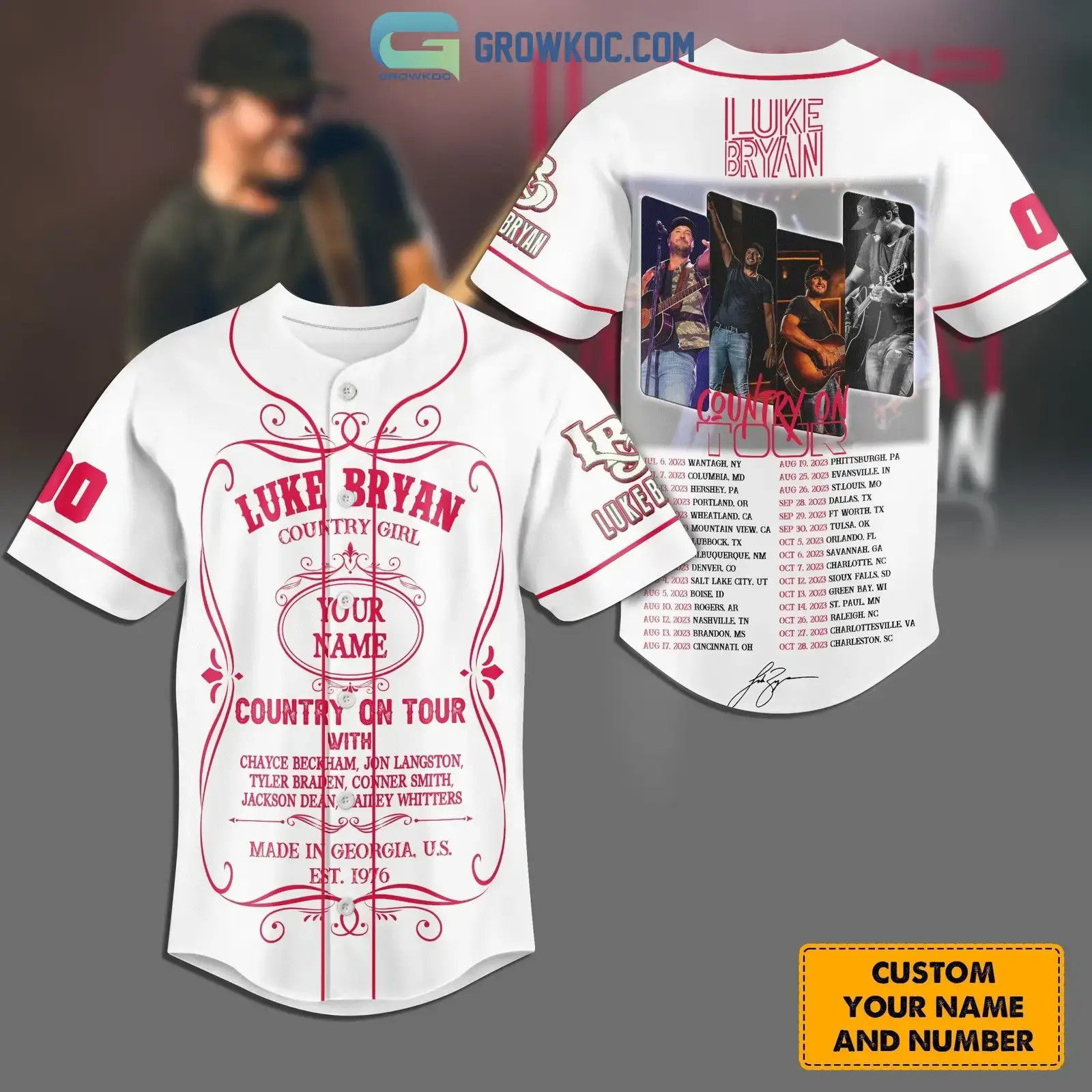 Luke Bryan Country Girl Tour 2023 Personalized Baseball Jersey Image