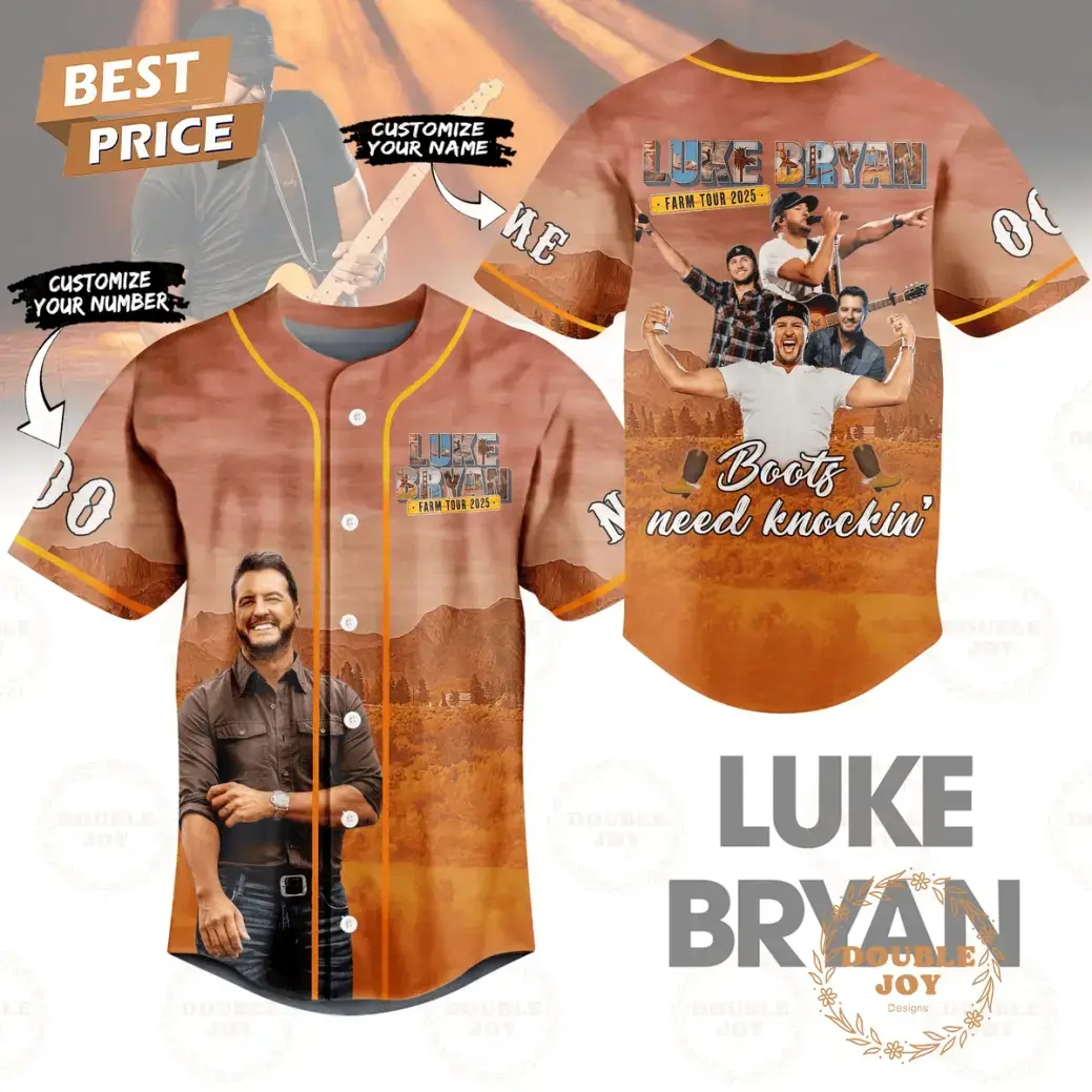 Luke Bryan Farm Tour 2025 Boots Need Knockin' Custom Name Limited Edition Baseball Jersey Image