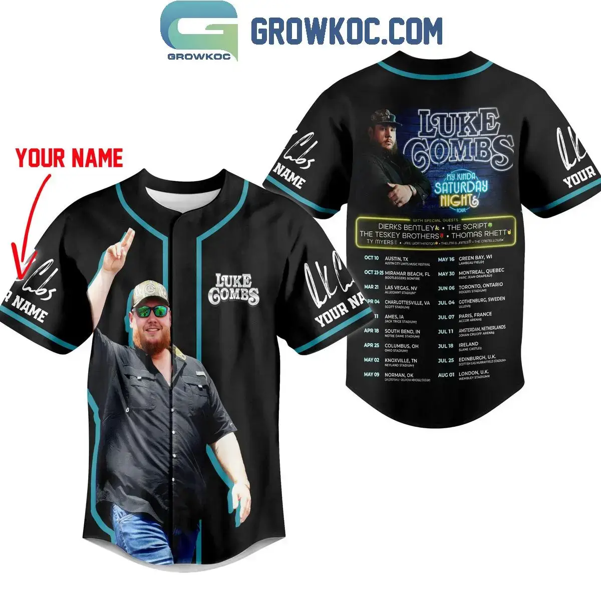 Luke Combs My Kinda Saturday Nights Tour Jersey Image