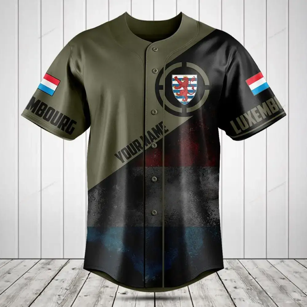 Luxembourg Flag Baseball Jersey - Customizable Name & Stylish Design Image