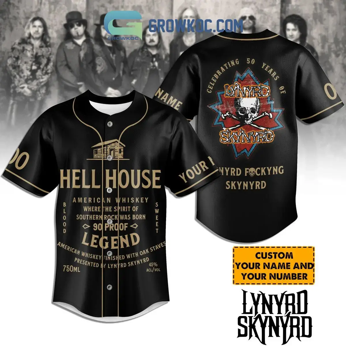 Lynyrd Skynyrd Hell House Celebrating 50 Years Of The Memories Personalized Baseball Jersey Image