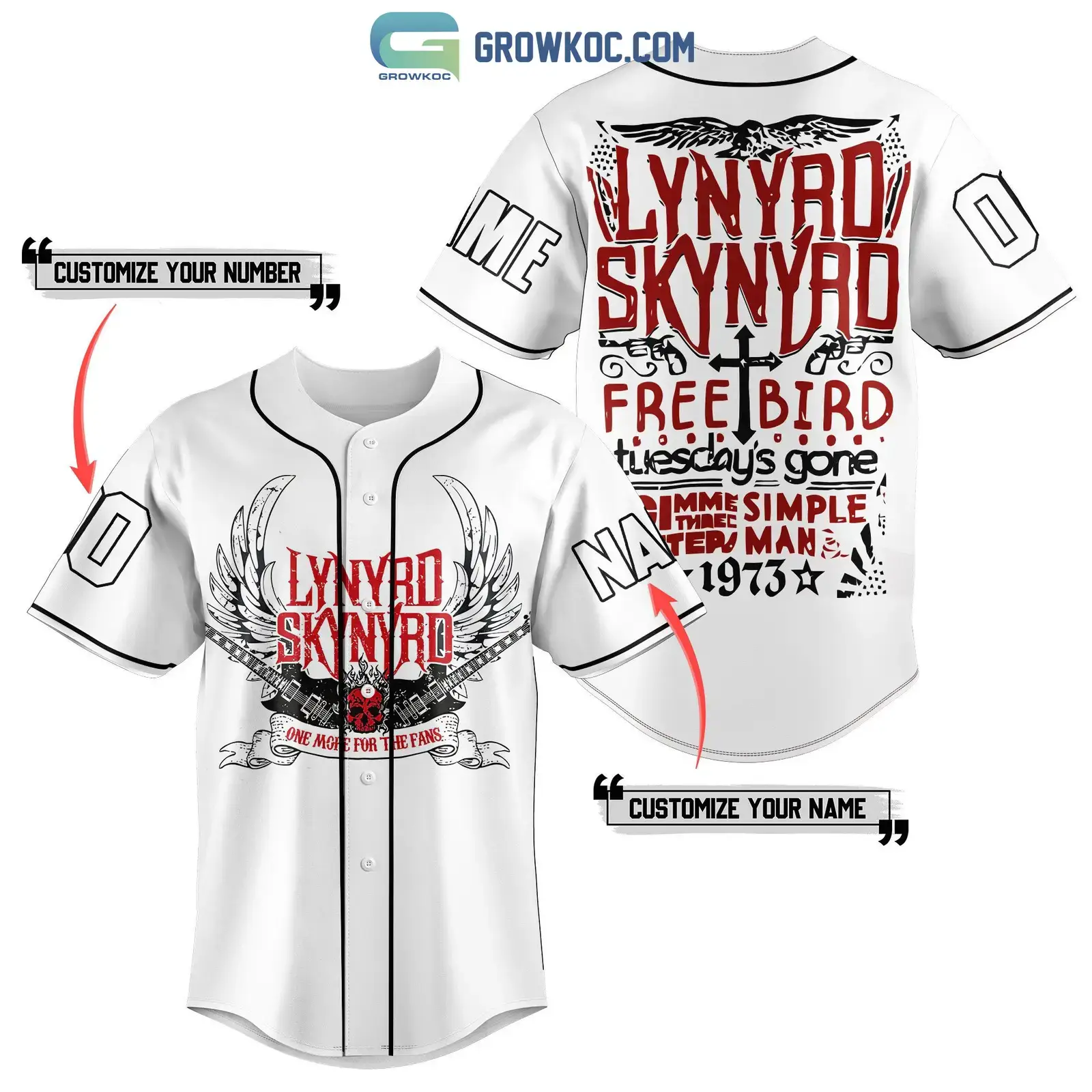 Lynyrd Skynyrd One More For The Fans Personalized Baseball Jersey Image