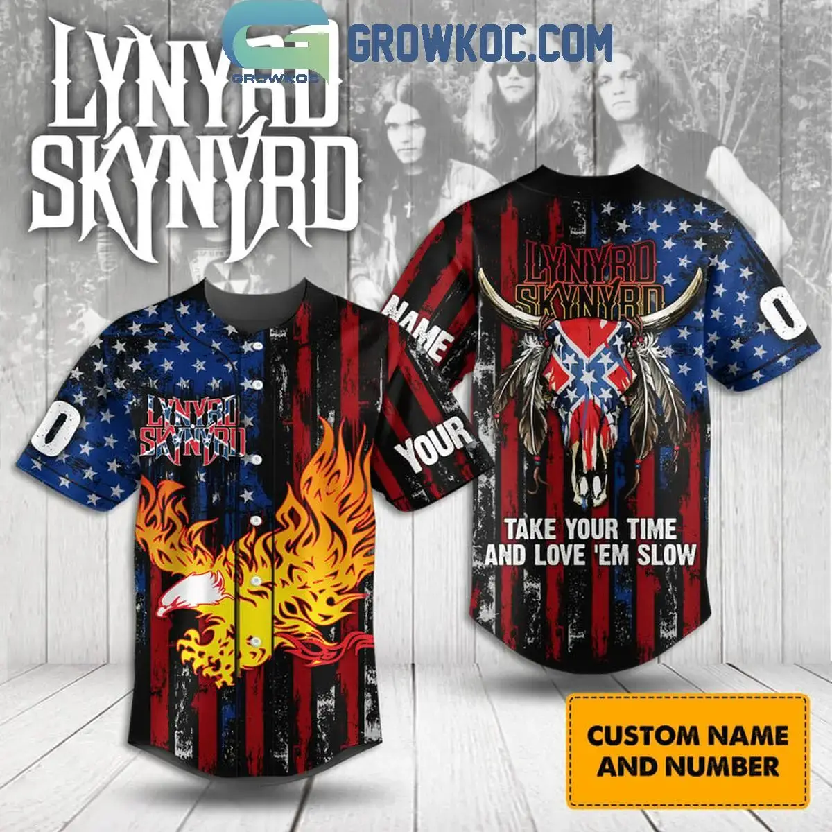 Lynyrd Skynyrd Take Your Time And Love 'Em Slow Personalized Baseball Jersey Image
