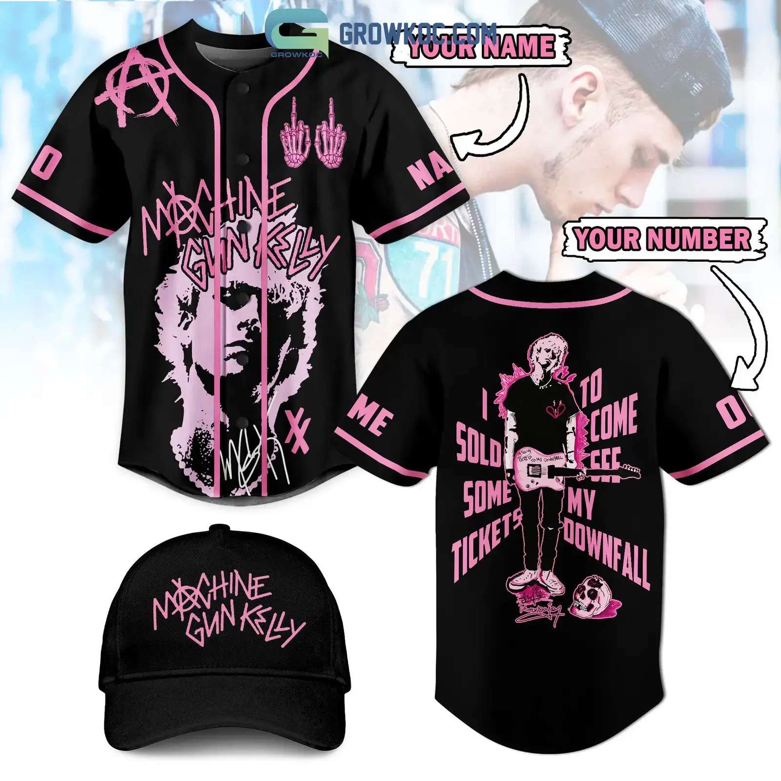 Machine Gun Kelly I Sold Some Tickets To Come See My Downfall Personalized Baseball Jersey Image