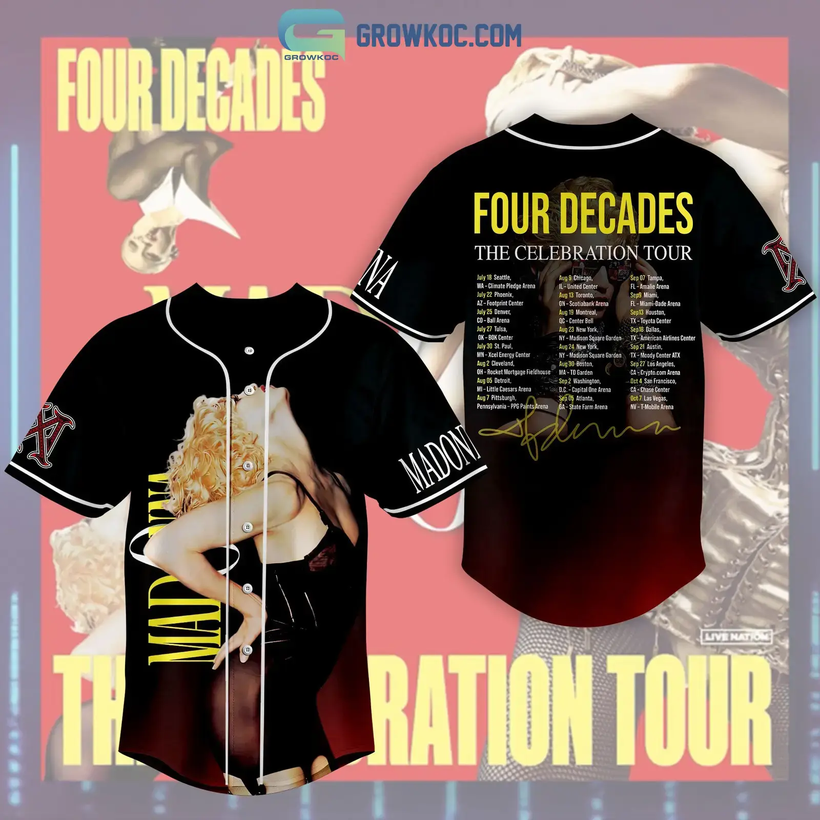 Madonna Four Decades The Celebration Tour Baseball Jersey Image