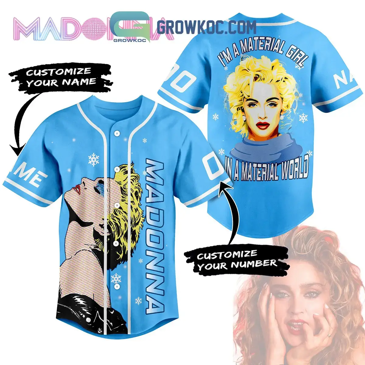 Madonna I Am A Material Girl In A Material World Christmas Custom Name Baseball Jersey Image