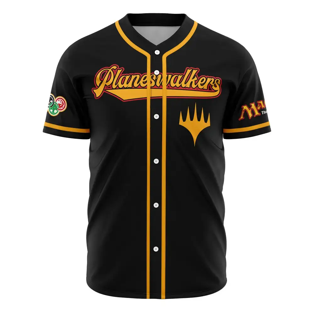 Magic Planeswalkers Baseball Jersey - Stylish Black & Gold Design For Fans Image