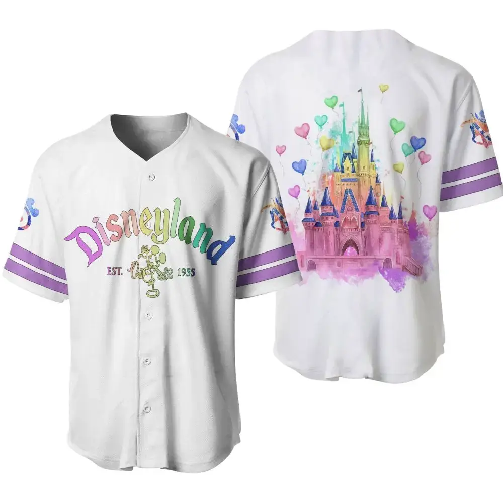 Magical Disneyland Baseball Jersey – Colorful Castle & Hearts Design Image