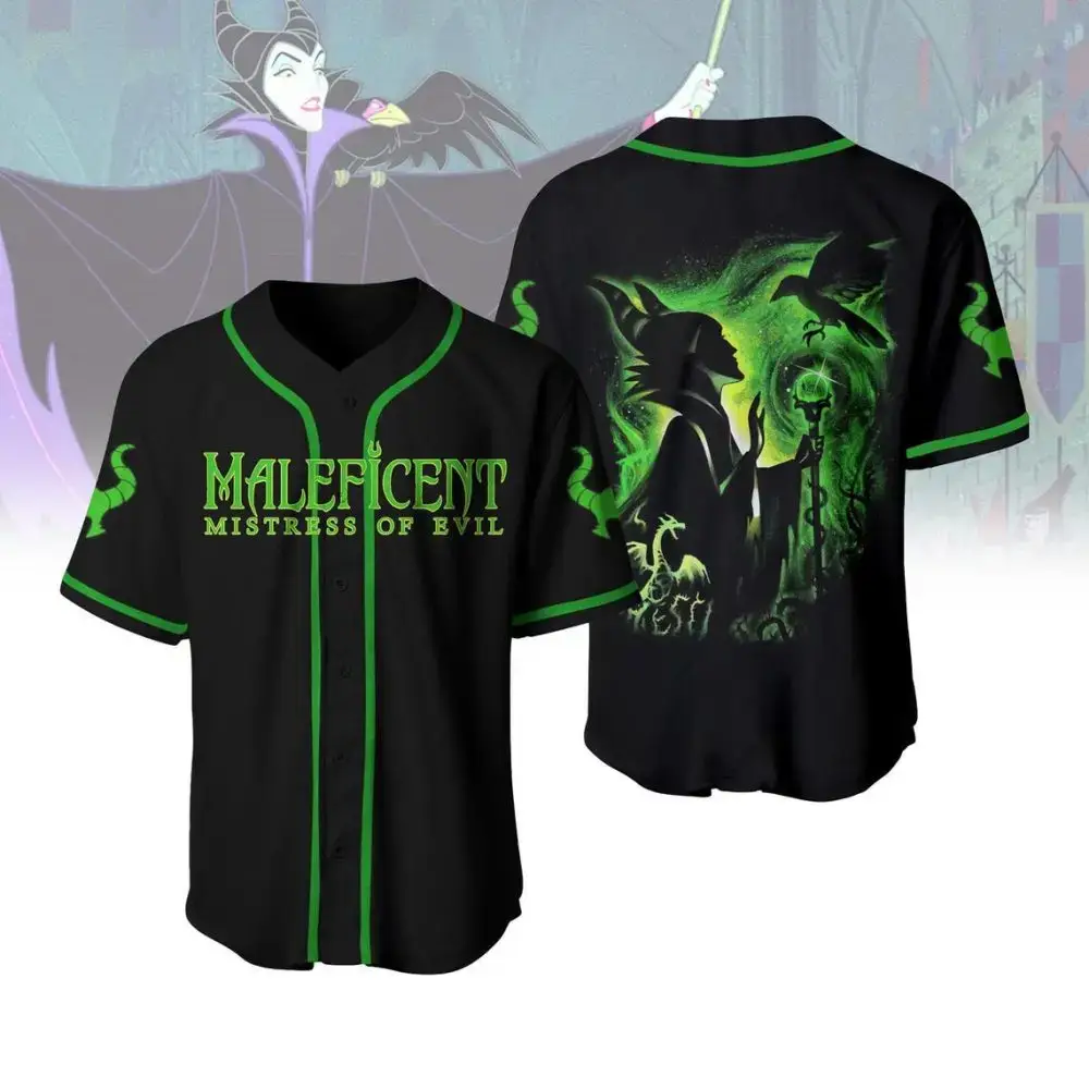 Maleficent Mistress Of Evil Baseball Jersey - Stylish Black & Green Unisex Tee Image