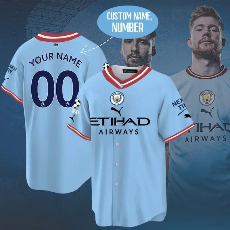 Manchester City Personalized Baseball Jersey Image