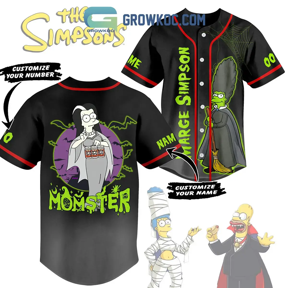 Marge Simpson Momster The Simpsons Personalized Baseball Jersey Image