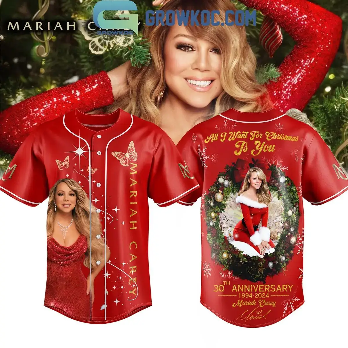 Mariah Carey All I Want For Christmas Is You 30th Anniversary Baseball Jersey Image