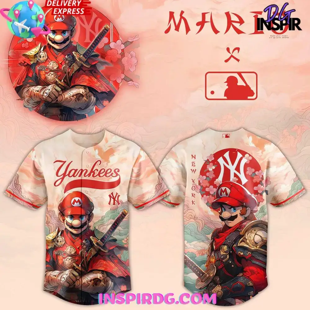 Mario Samurai Hero New York Yankees Baseball Jersey Image