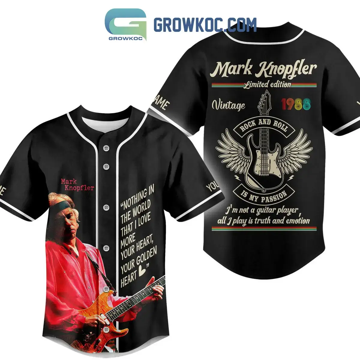 Mark Knopfler Rock And Roll Is My Passion Personalized Baseball Jersey Image
