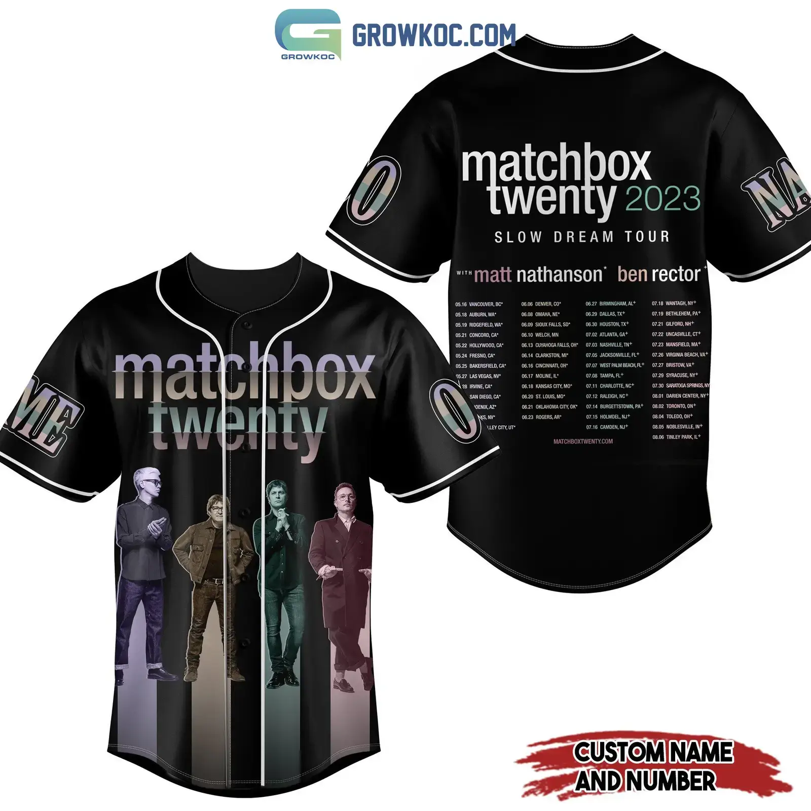 Matchbox Twenty 2023 Slow Dream Tour Personalized Baseball Jersey Image