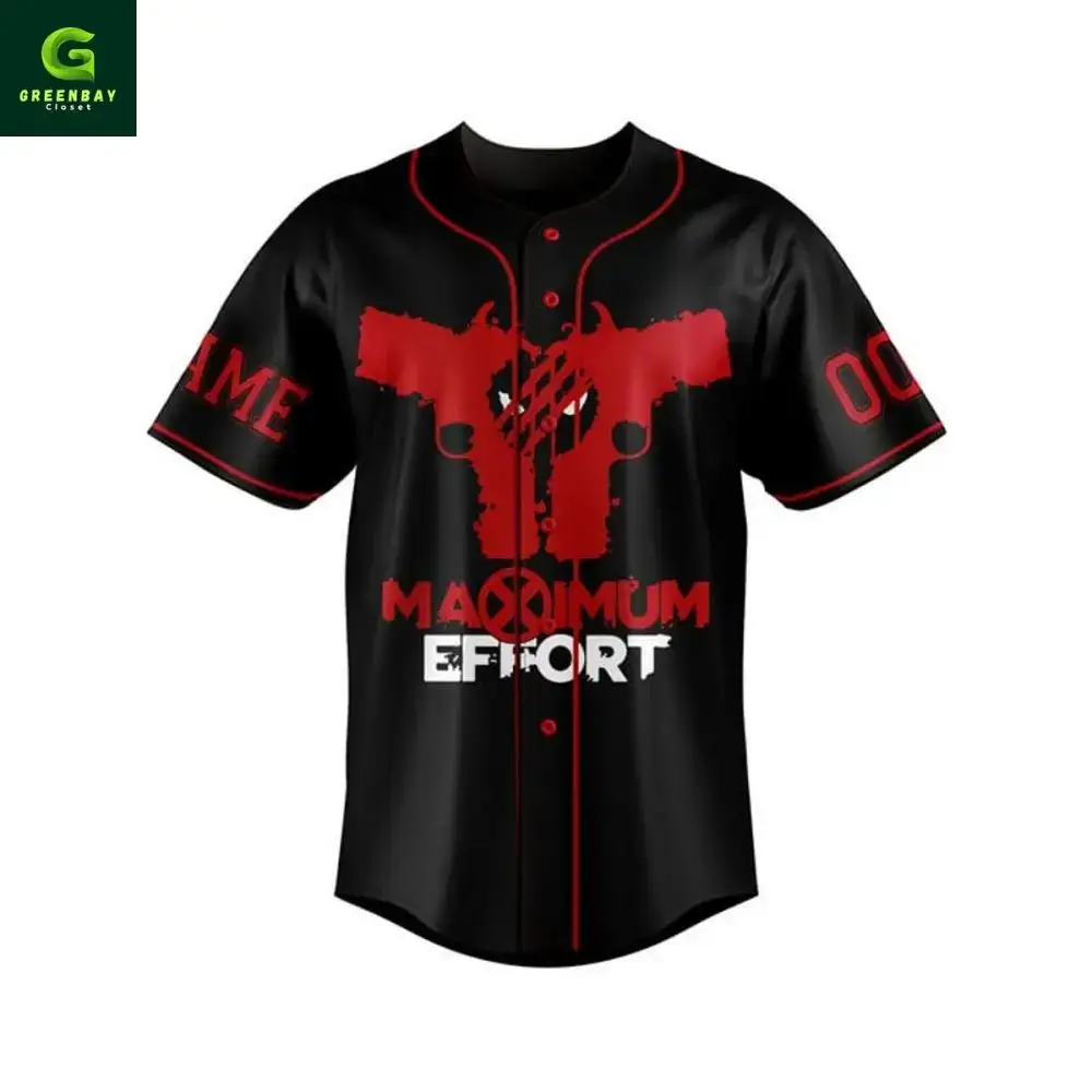 Maximum Effort Baseball Jersey - Bold Graphic Tee For Fans - Premium Quality! Image