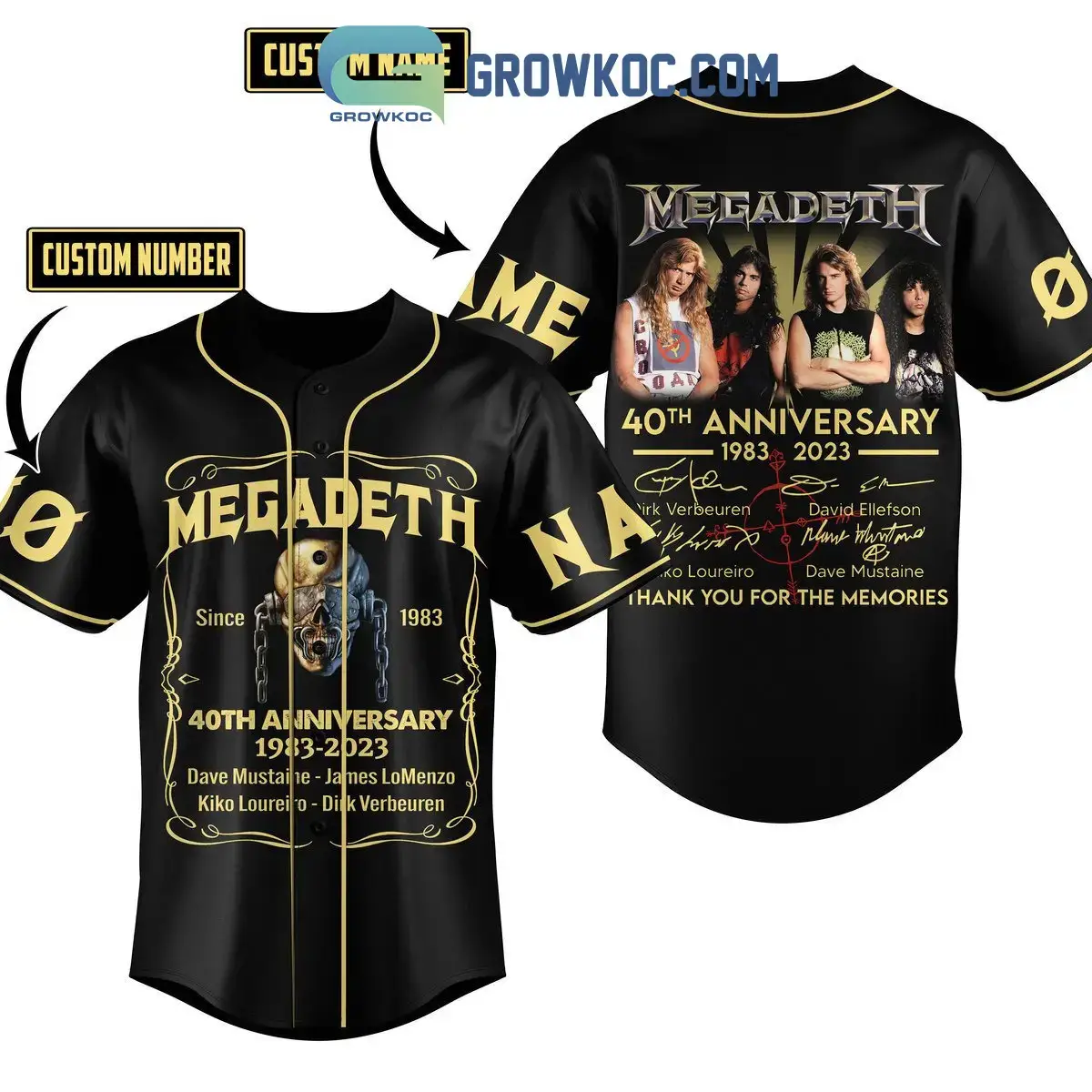 Megadeth 40th Anniversary 1983 2023 Memories Personalized Baseball Jersey Image