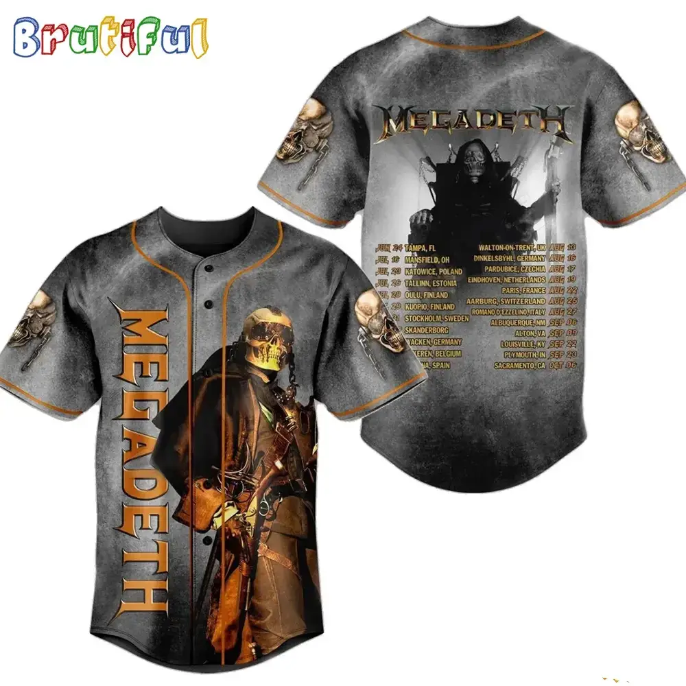 Megadeth Rock Band Tour 2024 Schedule Jersey Shirt Image