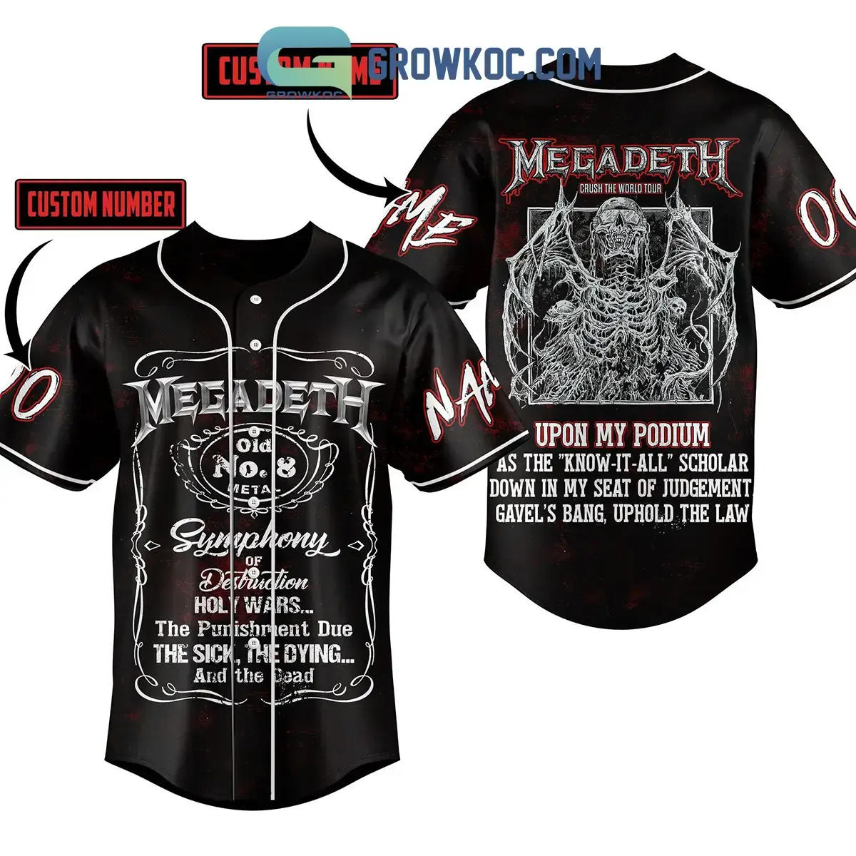 Megadeth Upon My Podium Personalized Baseball Jersey Image