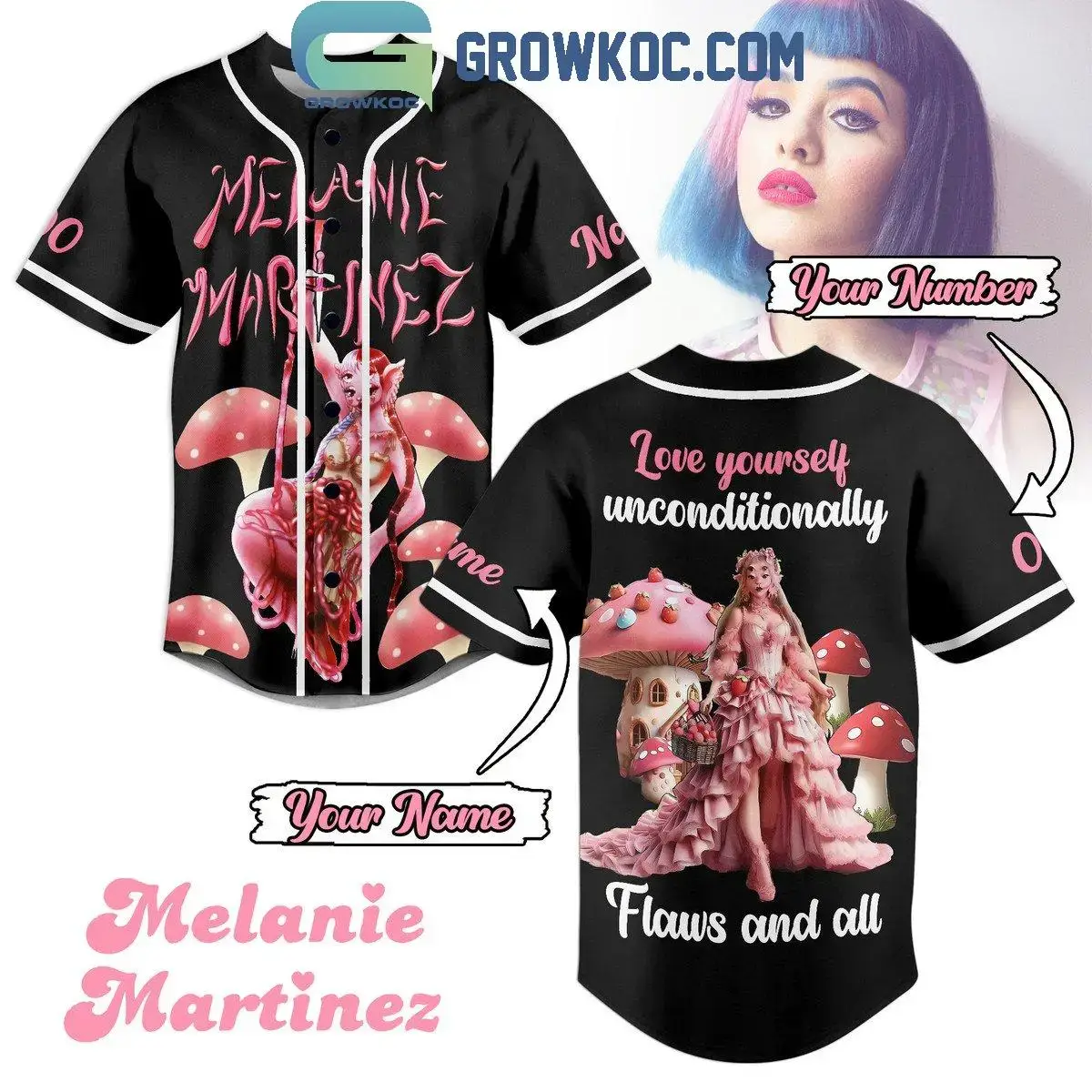 Melanie Martinez Love Yourself Unconditionally Personalized Baseball Jersey Image