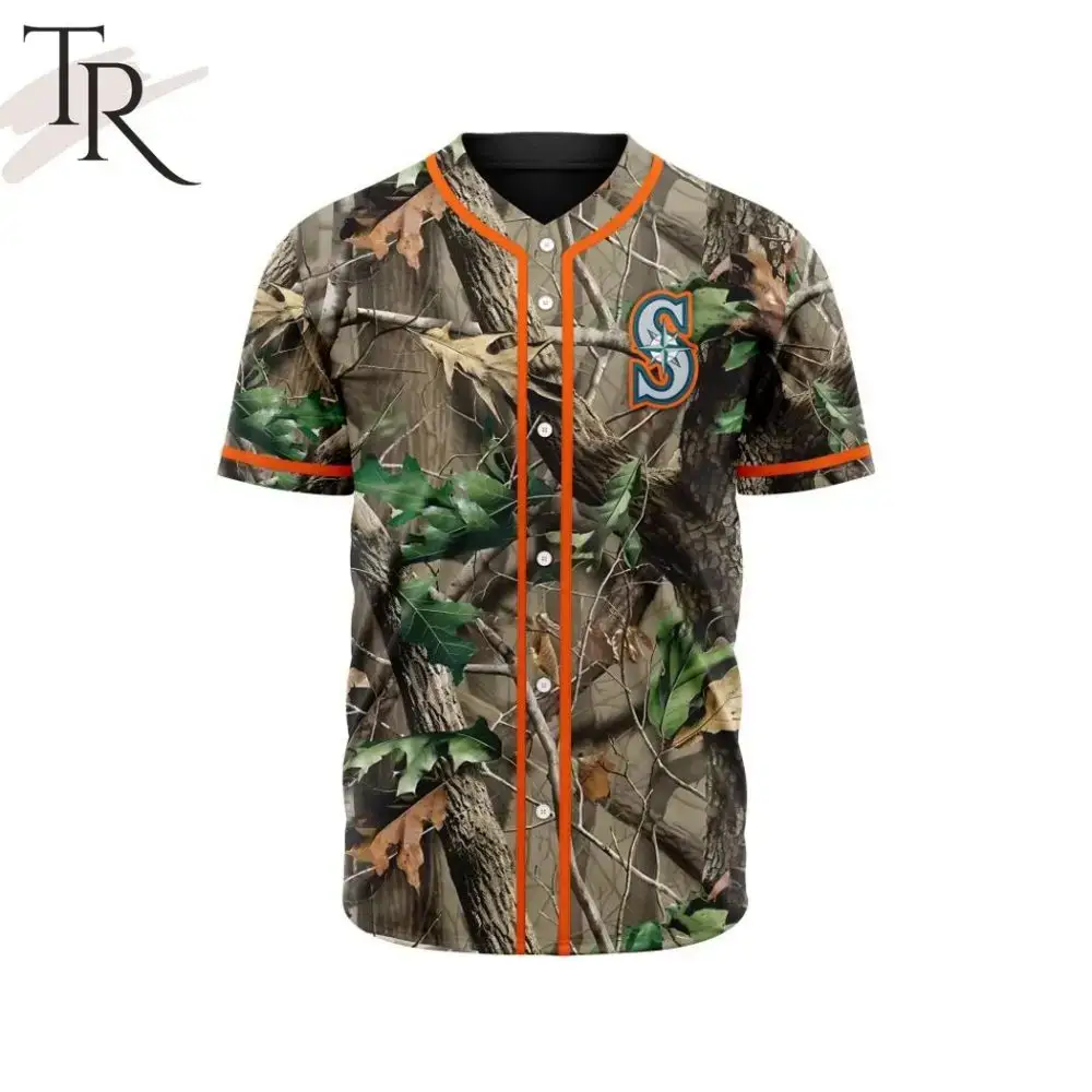 Men'S Camo Baseball Jersey - Custom Team Logo, Breathable & Stylish Outdoor Wear Image
